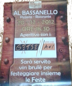 Locandina del concerto all'Osteria Bassanello, Treviso, 20 dicembre 2012
