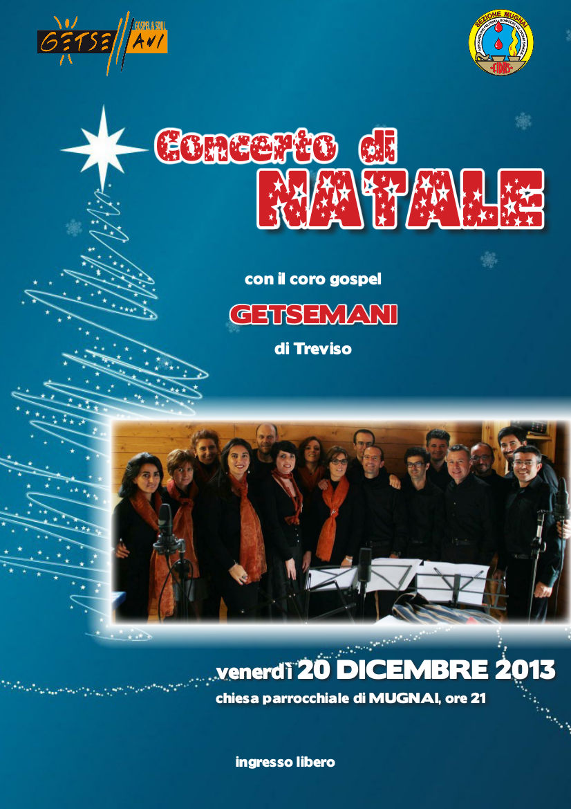 Locandina del concerto alla Chiesa di Mugnai, Feltre (BL), 20 dicembre 2013
